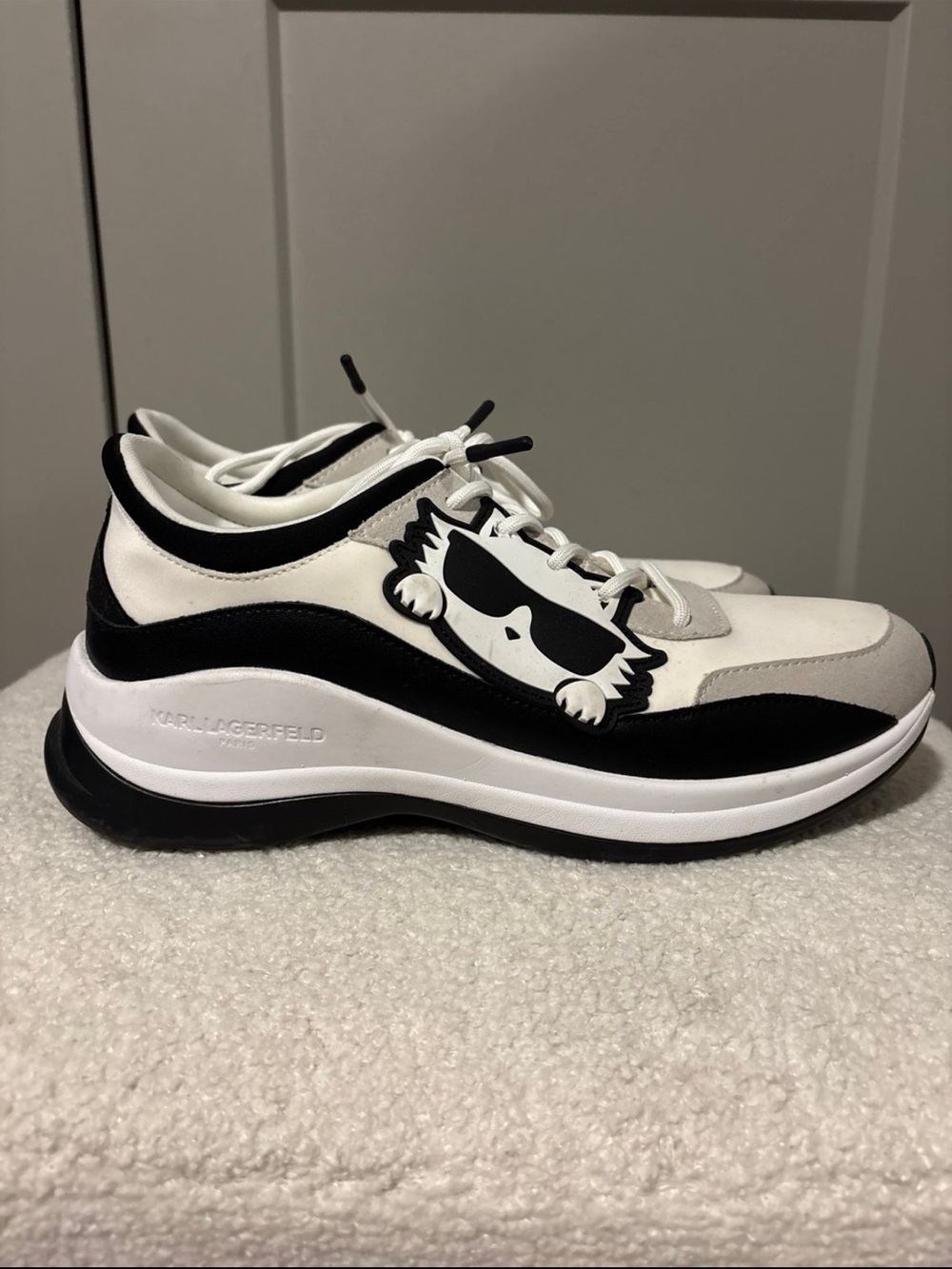 Karl Lagerfeld Black and White Low-Top Icon Sneakers